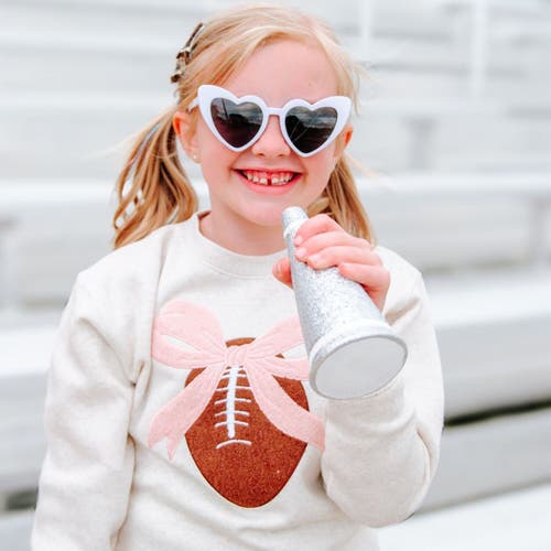 Sweet Wink Bow Football Patch Sweatshirt In Pink
