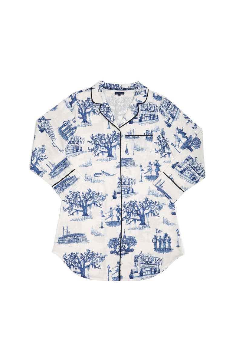 Katie Kime New Orleans Toile Sleep Shirt, Alternate, color, Navy