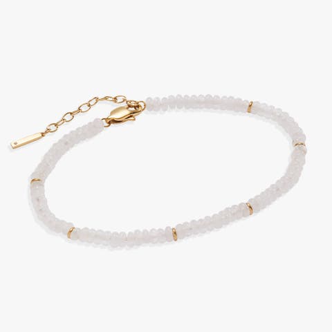 Clear Quartz Semi-Precious Beaded Anklet