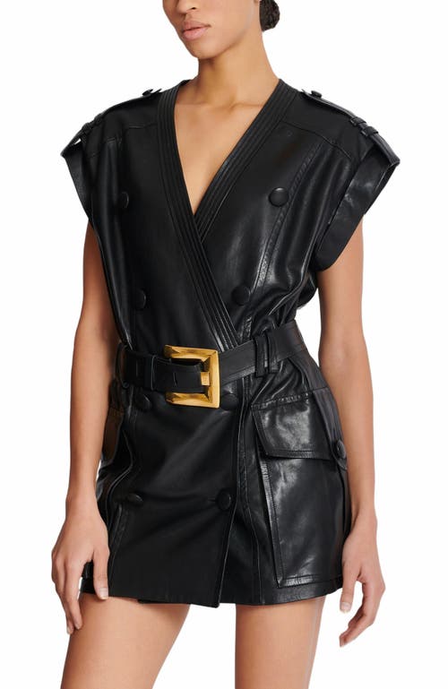 Balmain Leather Belted Mini Dress