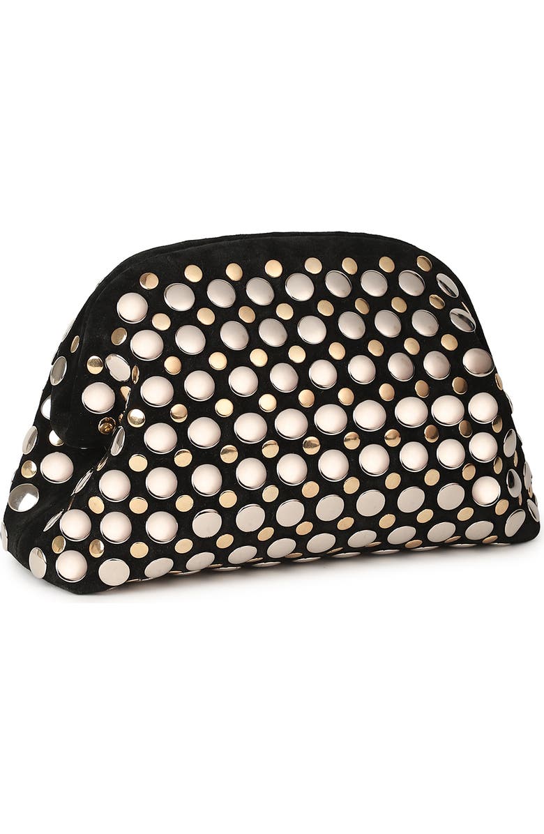 Rafe New York Aya Raffia Crochet Frame Clutch, Alternate, color, Black/ Gold