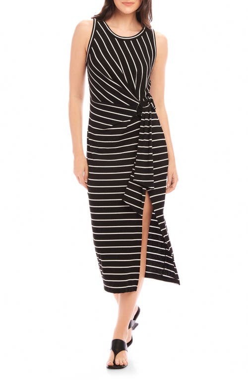 Shop Fifteen Twenty Maddie Side Knot Midi Dress In Stripe