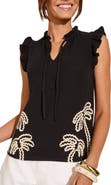 Friends Like These Palm Cornelli Tie Neck Top
