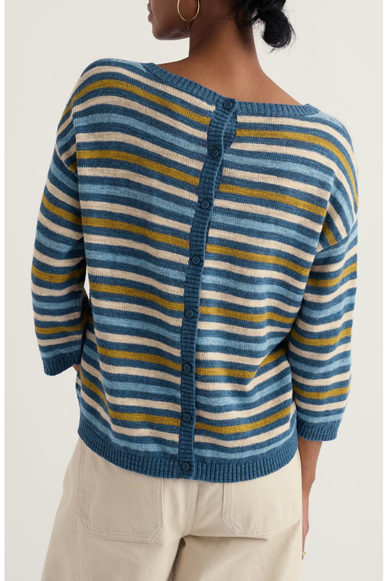 Knavock Stripe Organic Cotton & Linen Sweater, Alternate, color, MINI CORNISH DUSK