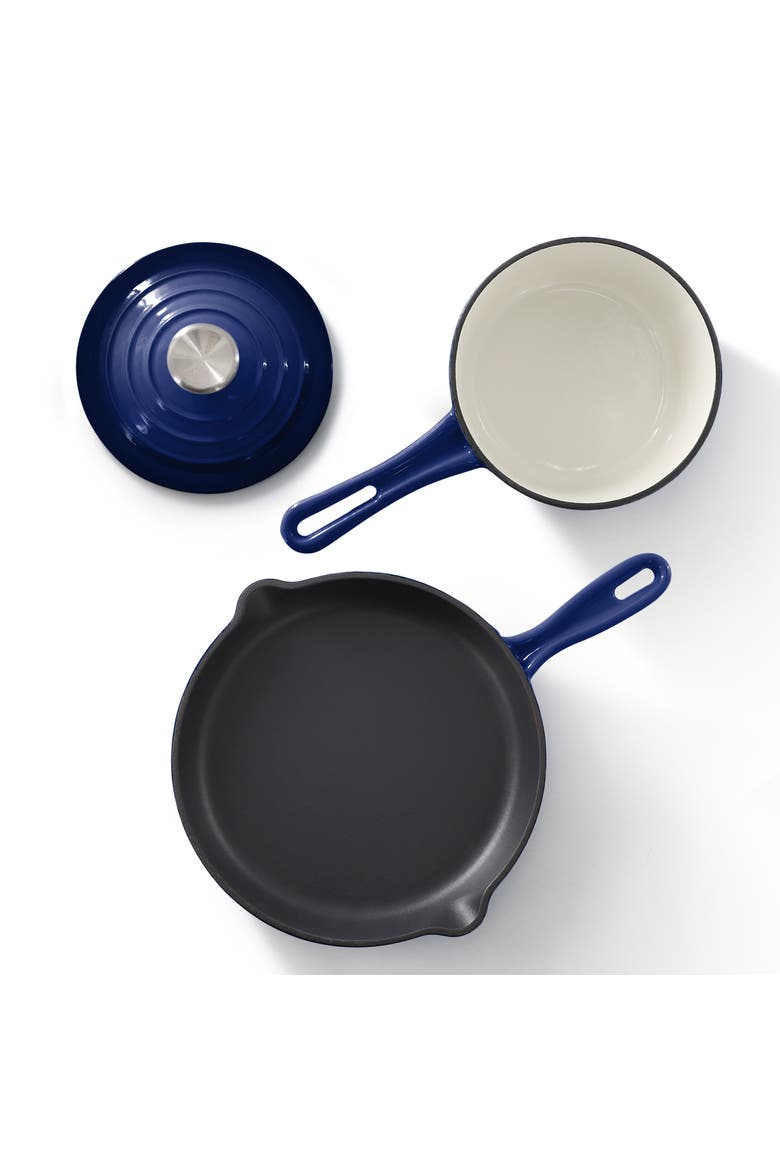 7 Piece Enameled Cast Iron Cookware Set, Alternate, color, Blue