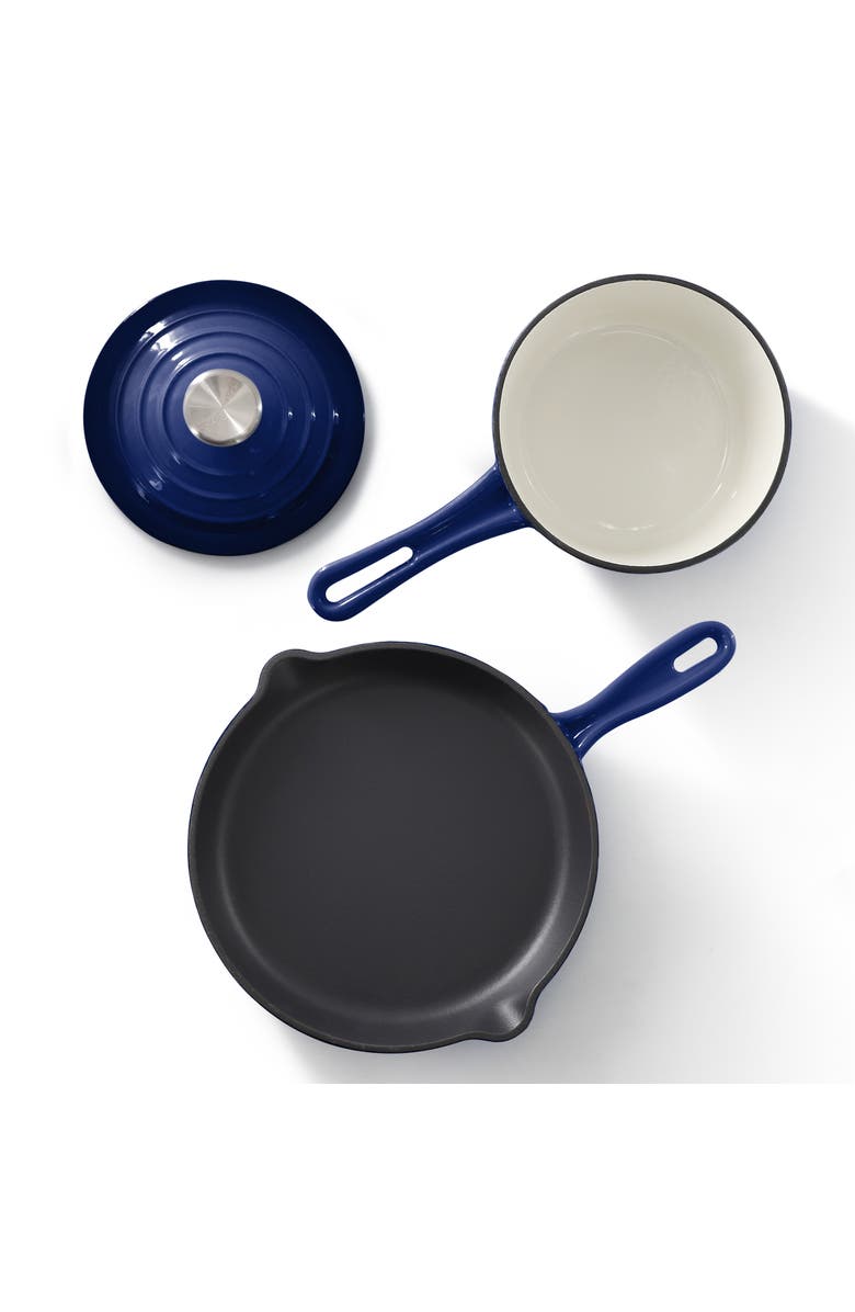 Megachef 7 Piece Enameled Cast Iron Cookware Set, Alternate, color, Blue