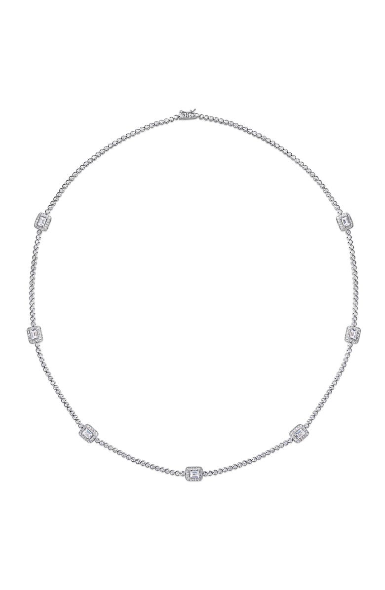 Julianna B. Cubic Zirconia Station Necklace Sterling Silver, Alternate, color, Sterling Silver
