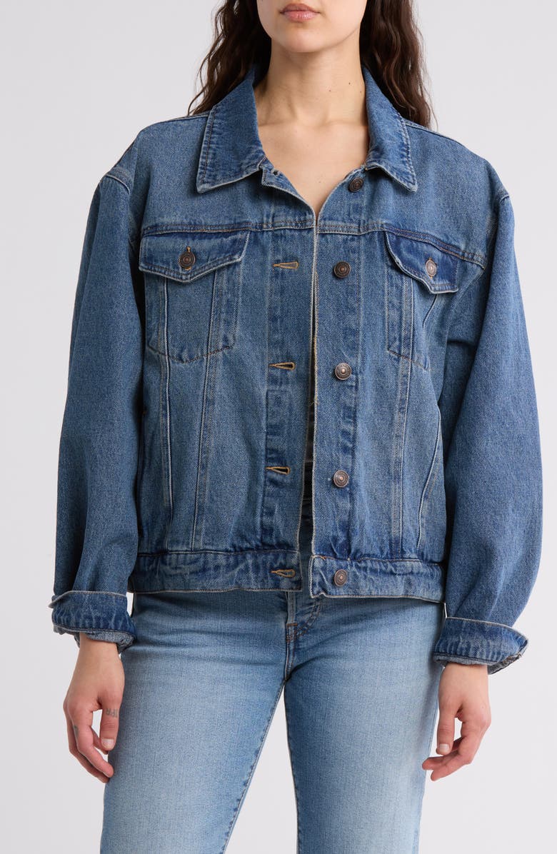 Steve Madden Denim Trucker Jacket, Main, color,