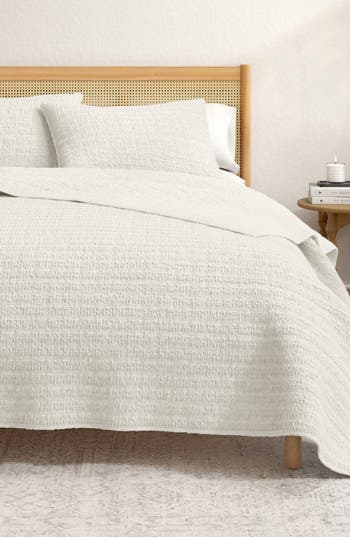 Woven & Weft Waffle Weave 3-piece Quilt Set In Brown