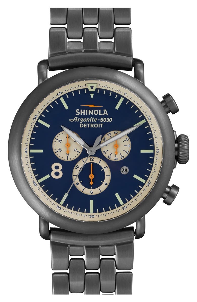 Shinola The Runwell Contrast Chrono Bracelet Watch, 47mm, Main, color, 