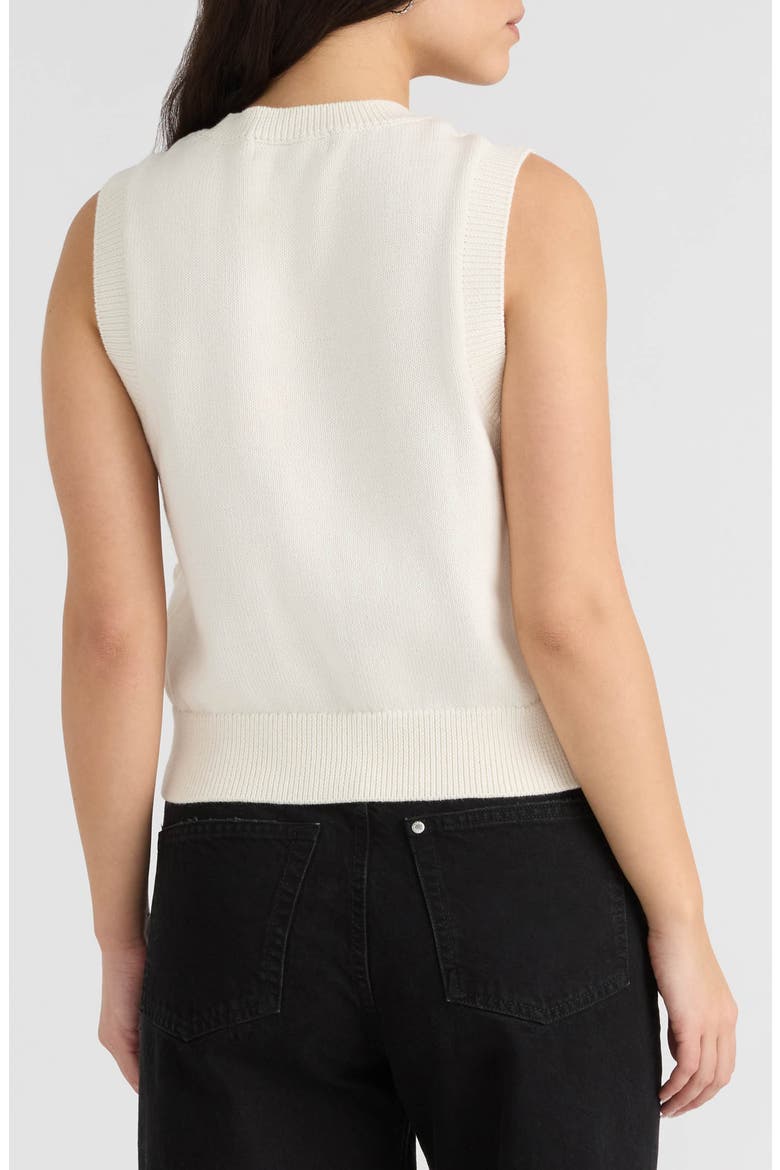 Sleeveless Floral Appliqué Sweater, Alternate, color, MARSHMALLOW