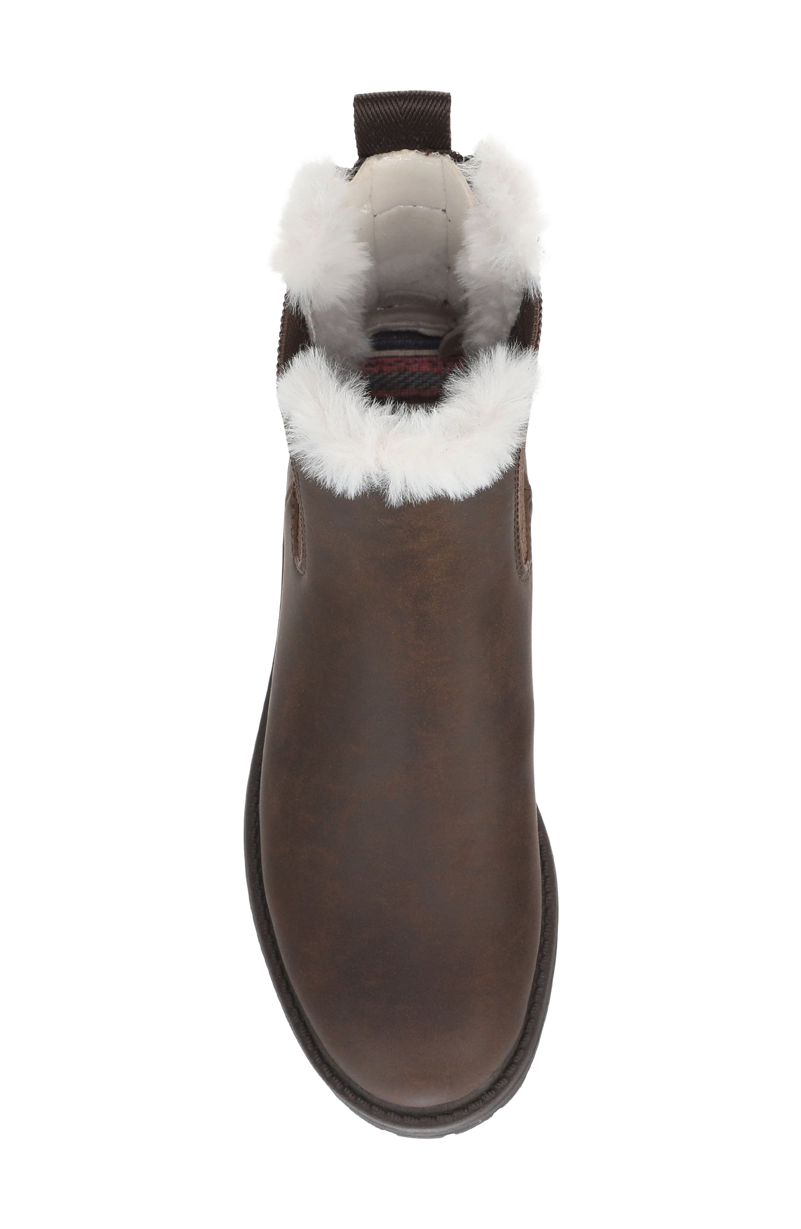 Amora Cozy Faux Leather Chelsea Boot, Alternate, color, CHOCOLATE FAUX LEATHER