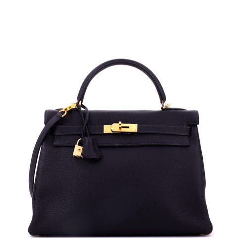 Kelly Handbag Blue Togo with Gold Hardware 32