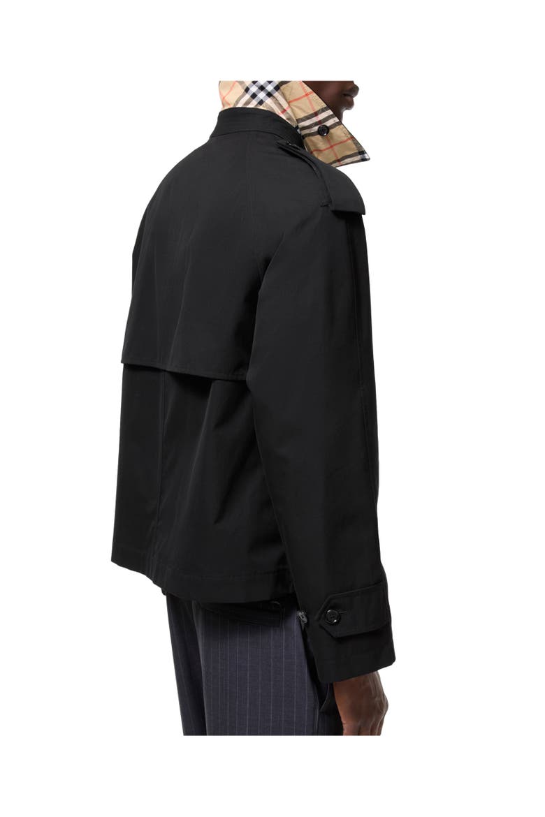 Cropped Tropical Gabardine Leadenham Trench Coat, Alternate, color, Black