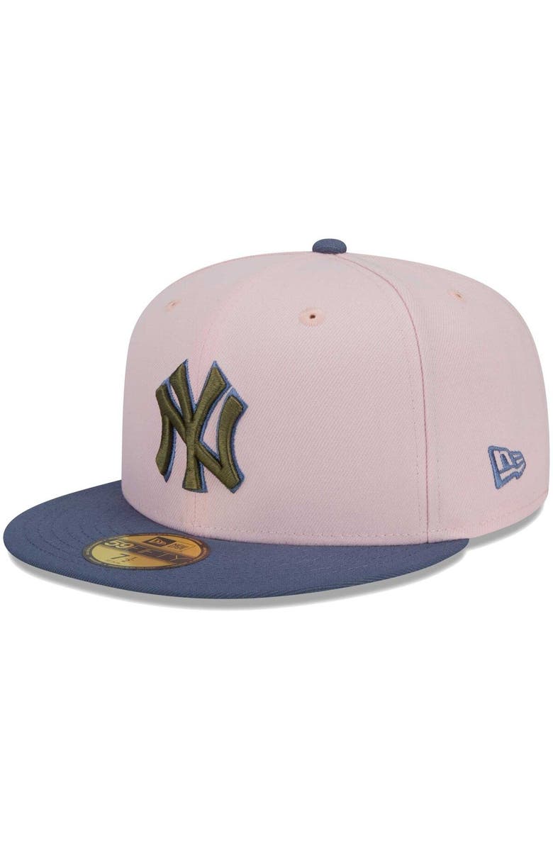 New Era Men's New Era Pink/Blue New York Yankees  Olive Undervisor 59FIFTY Fitted Hat, Alternate, color, 
