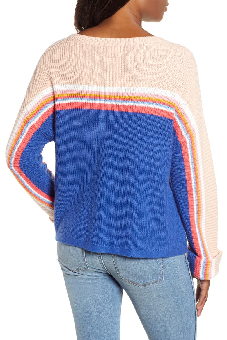Shaker Stitch Sweater, Alternate, color, BLUE MAZARINE MULTI STRIPE