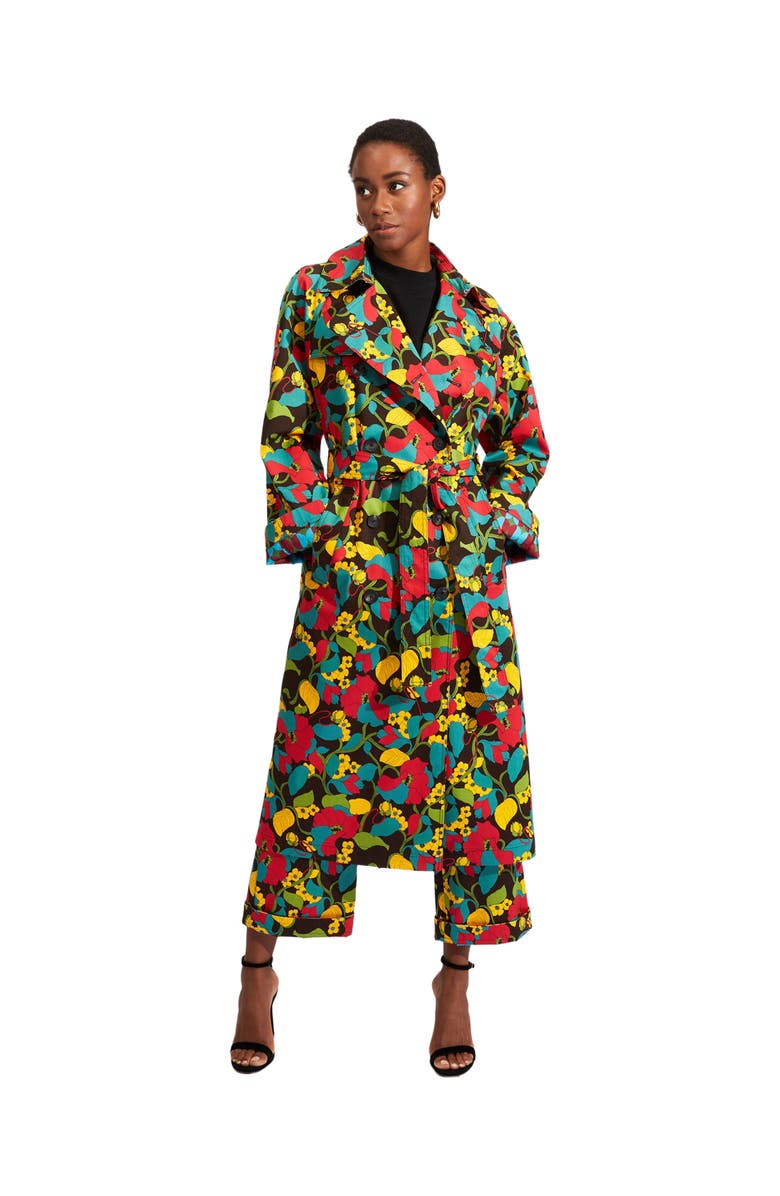 La DoubleJ Milano Trench Coat Vines Brown, Main, color, Vines Brown