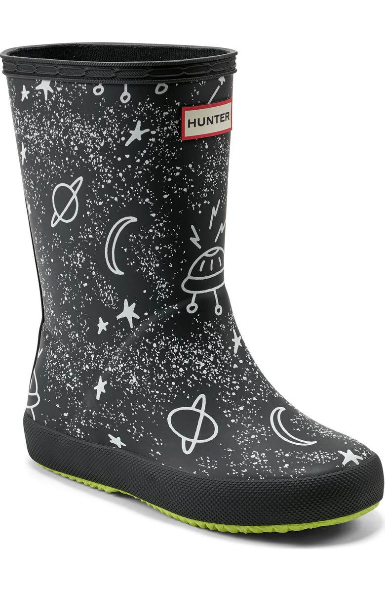 Hunter Kids' First Classic Rain Boot, Main, color, Black Multi/ Black