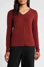 Eileen Fisher Long Sleeve V-Neck Top