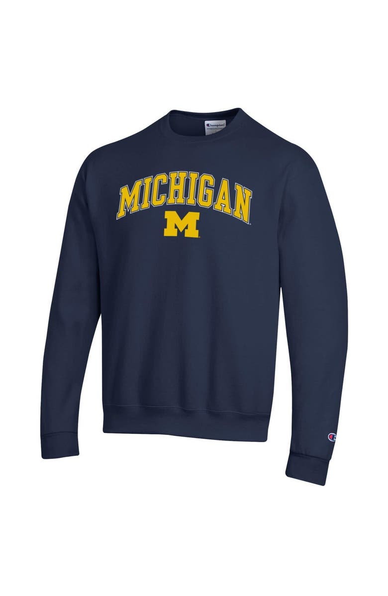 Champion Men's Champion Navy Michigan Wolverines Arch Over Logo Pullover Sweatshirt, Alternate, color, Navy