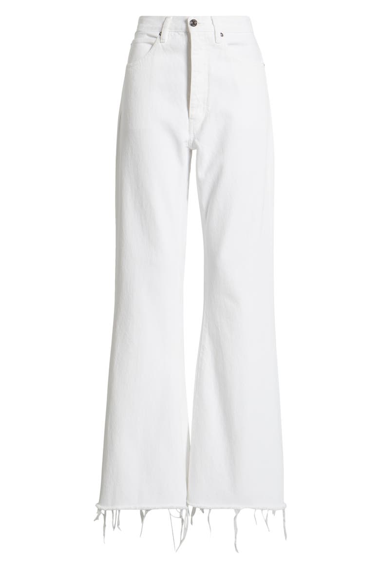 The Lax Frayed High Waist Flare Jeans, Alternate, color, WHITE RAW FRAY