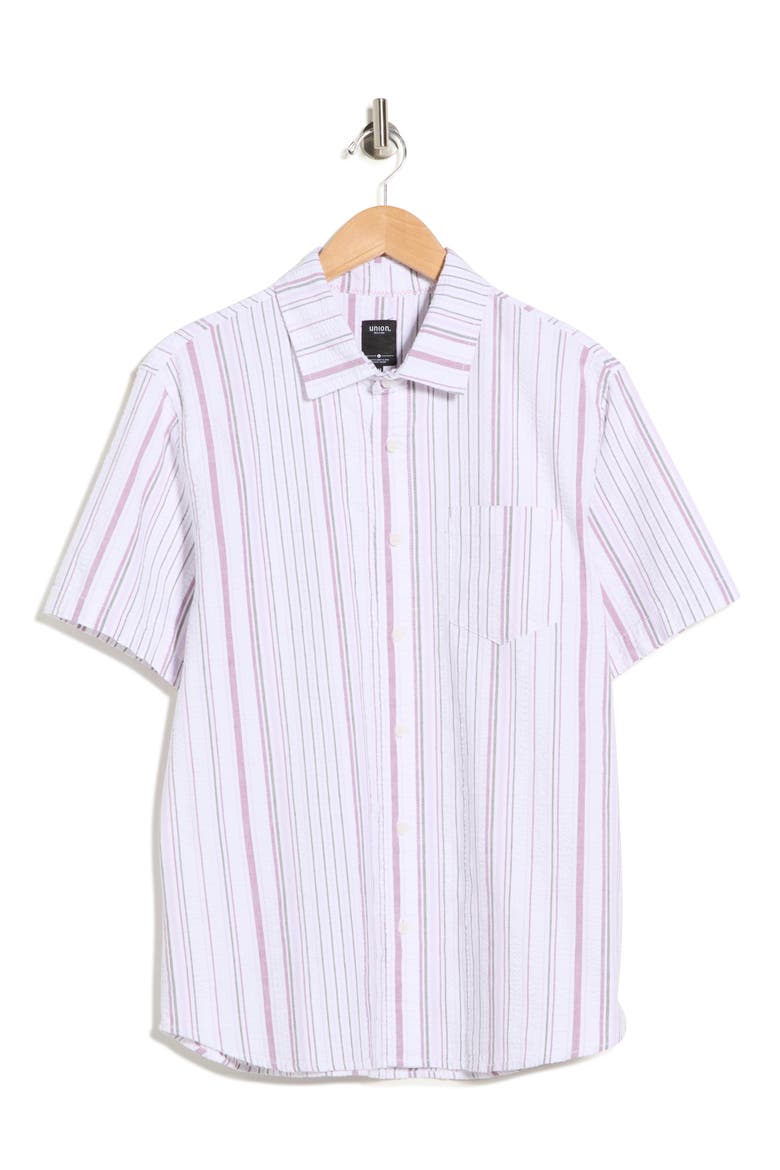 Valencia Short Sleeve Button-Up Shirt, Alternate, color, THISTLE