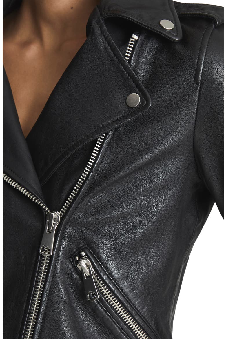 Gigi Leather Moto Jacket, Alternate, color, BLACK