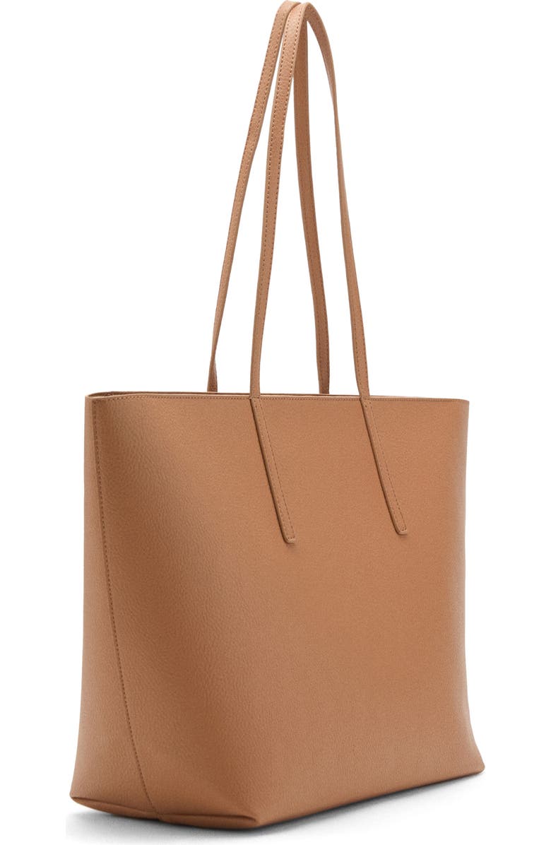 MANGO Double Handle Shopper Tote, Main, color, Leather