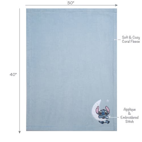 Bedtime Originals Disney Stitch Soft Fleece Appliqued Baby Blanket In Blue