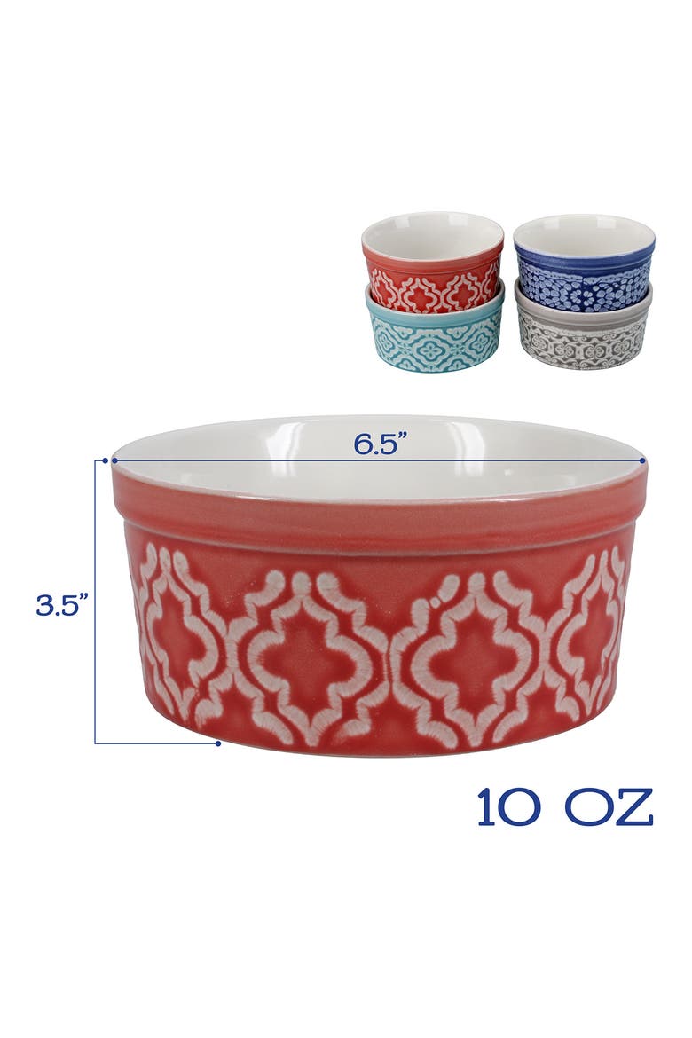 Set of 4 Stoneware Dominique Soufflé Dishes, Alternate, color, WHITE MULTI