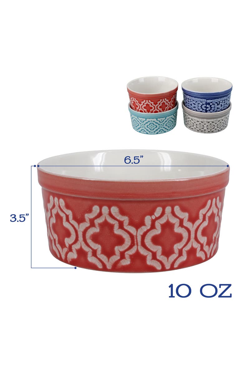 BIA Cordon Bleu Set of 4 Stoneware Dominique Soufflé Dishes, Alternate, color, White Multi