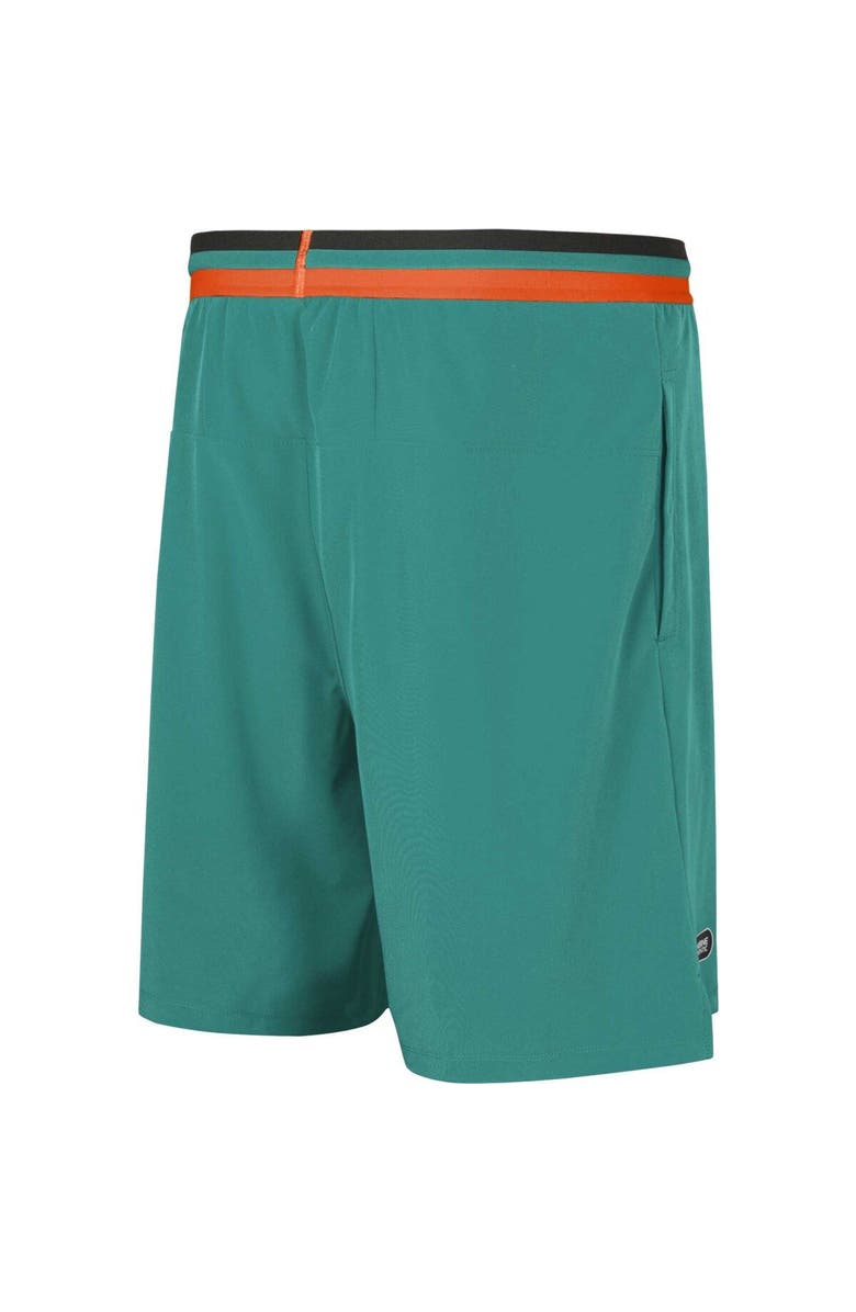 Outerstuff Men's Aqua Miami Dolphins Cool Down Tri-Color Elastic Training Shorts, Alternate, color, 