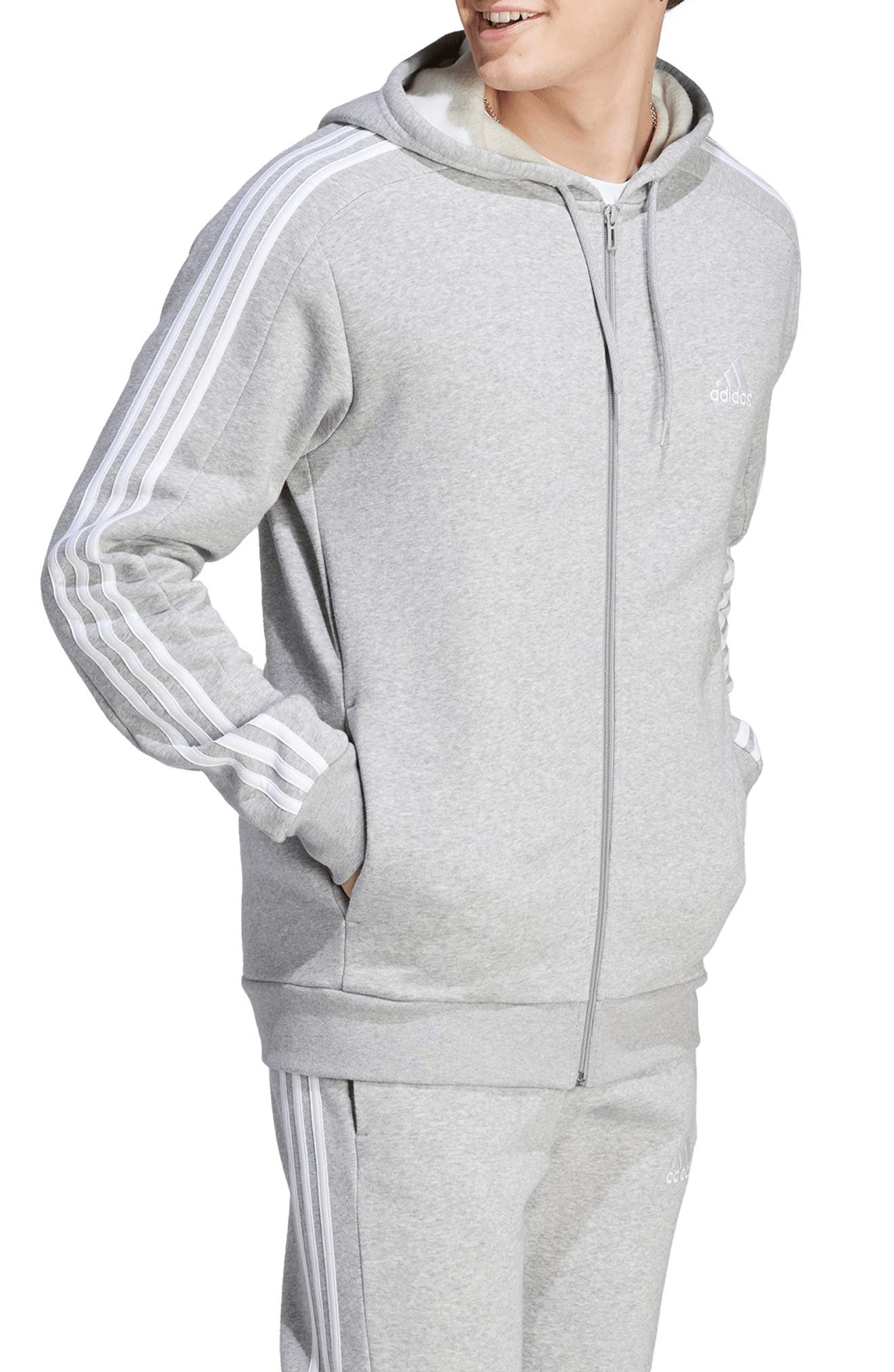 adidas Essentials 3-Stripe Fleece Hoodie
