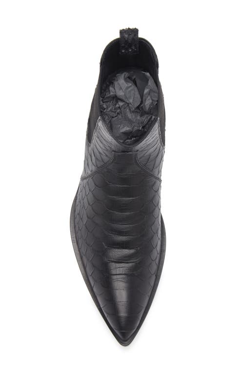 Tom Ford Matt Snakeskin Embossed Pointed Toe Chelsea Boot In Black