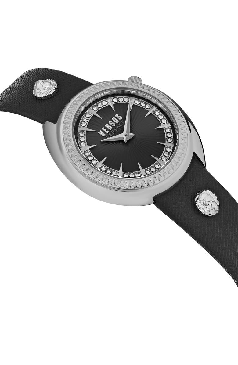VERSUS Versace Tortona Leather Strap Watch, 38mm, Alternate, color, Stainless Steel