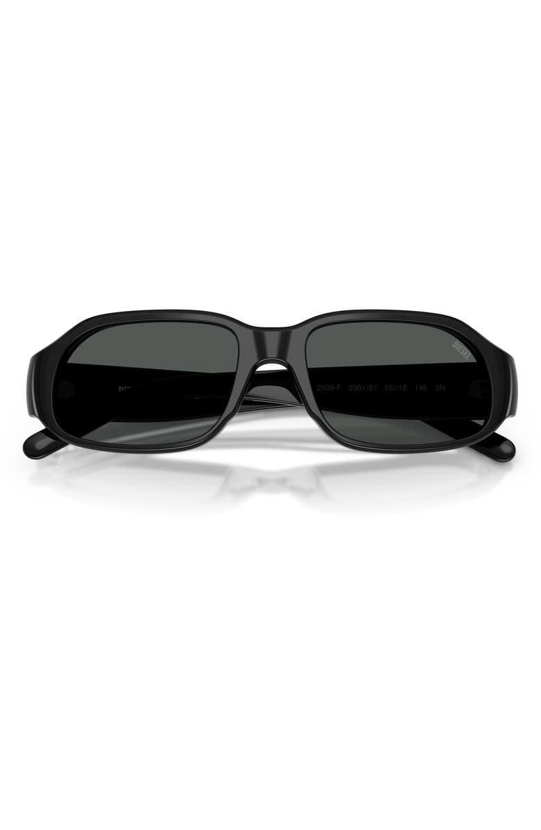 DIESEL<sup>®</sup> 55mm Rectangular Sunglasses, Alternate, color, Solid Black / Solid Black