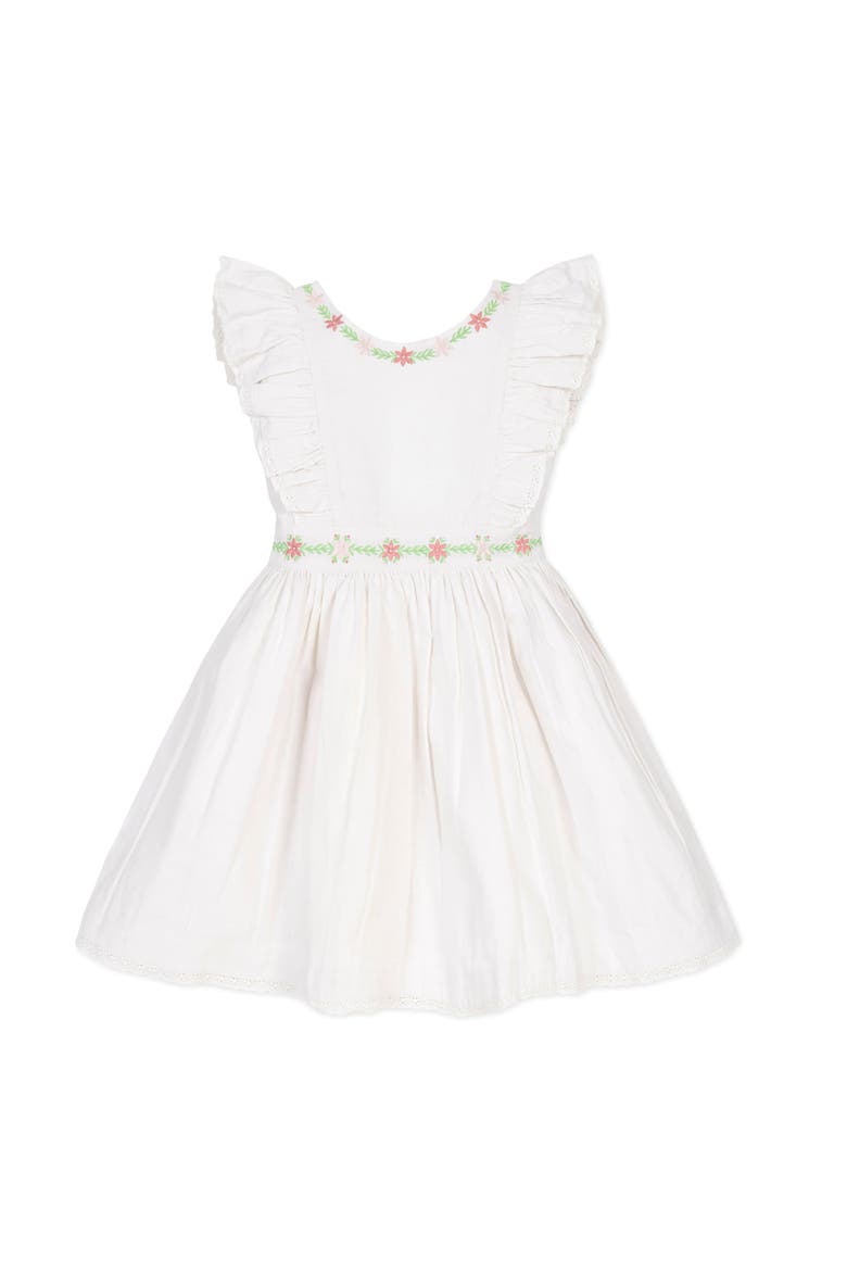Kids' Linen Ruffle Jumper with Embroidery, Main, color, White with Embroidery