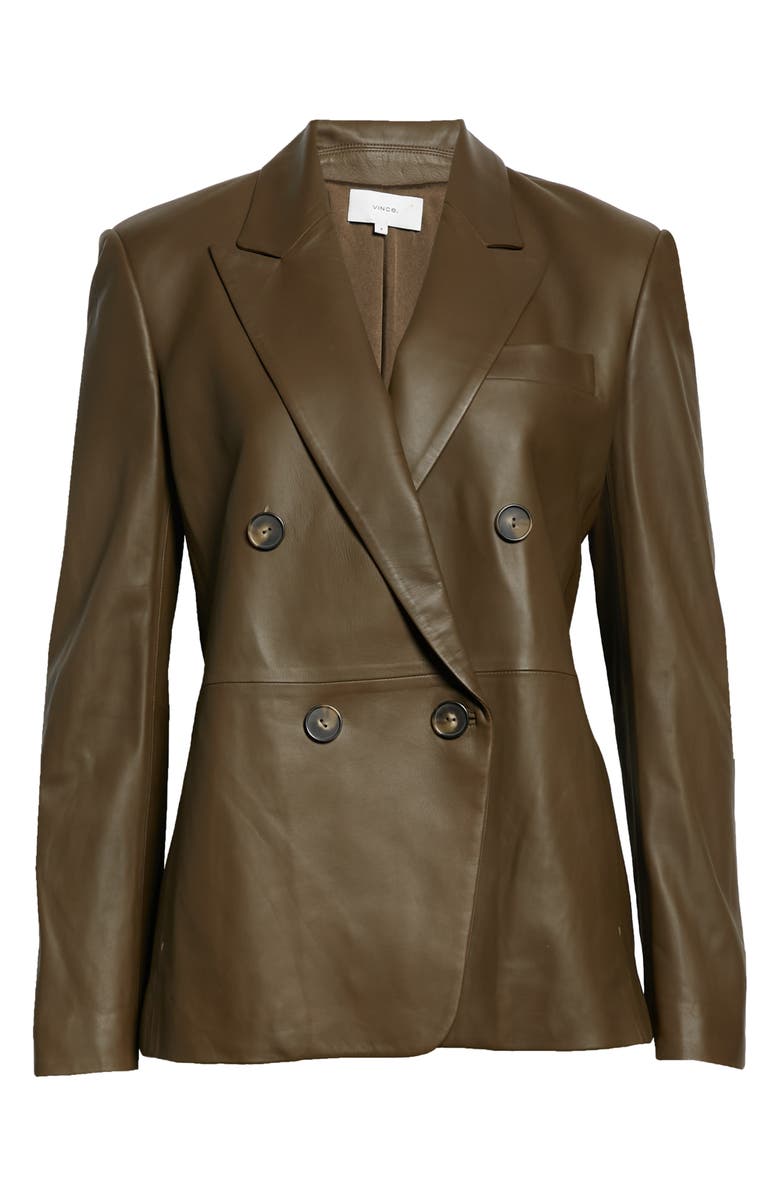 Vince Double Breasted Leather Blazer, Alternate, color, 
