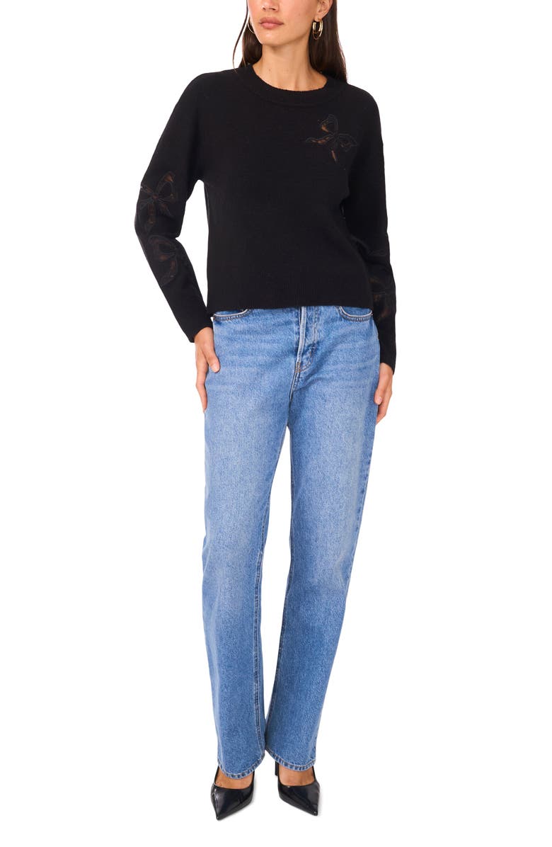 1.STATE Lace Bow Crop Sweater, Alternate, color, Rich Black