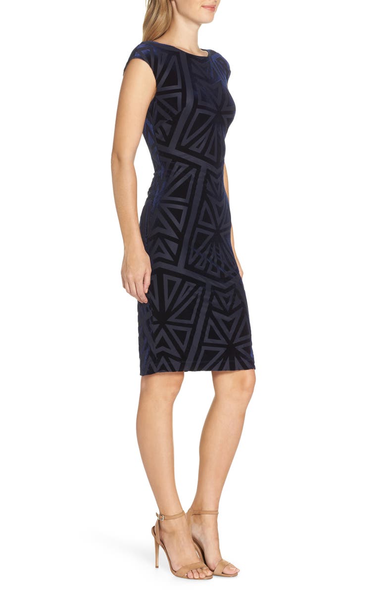 Vince Camuto Velvet Jacquard Sheath Dress, Alternate, color,