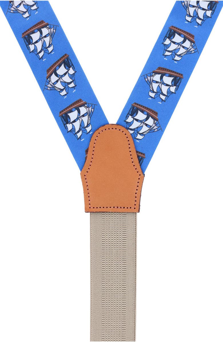 Trafalgar Nautical Print Silk Suspenders, Alternate, color, Blue