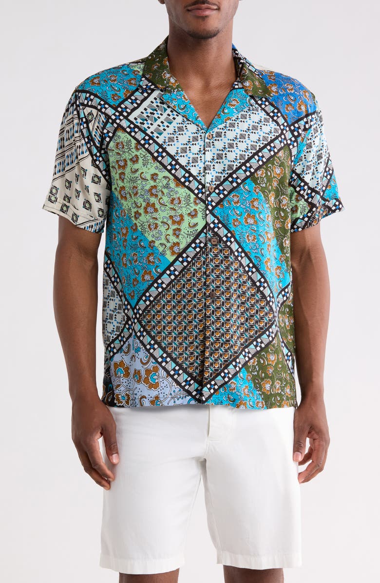 Raga Man Cala Print Short Sleeve Button-Up Shirt, Main, color, 