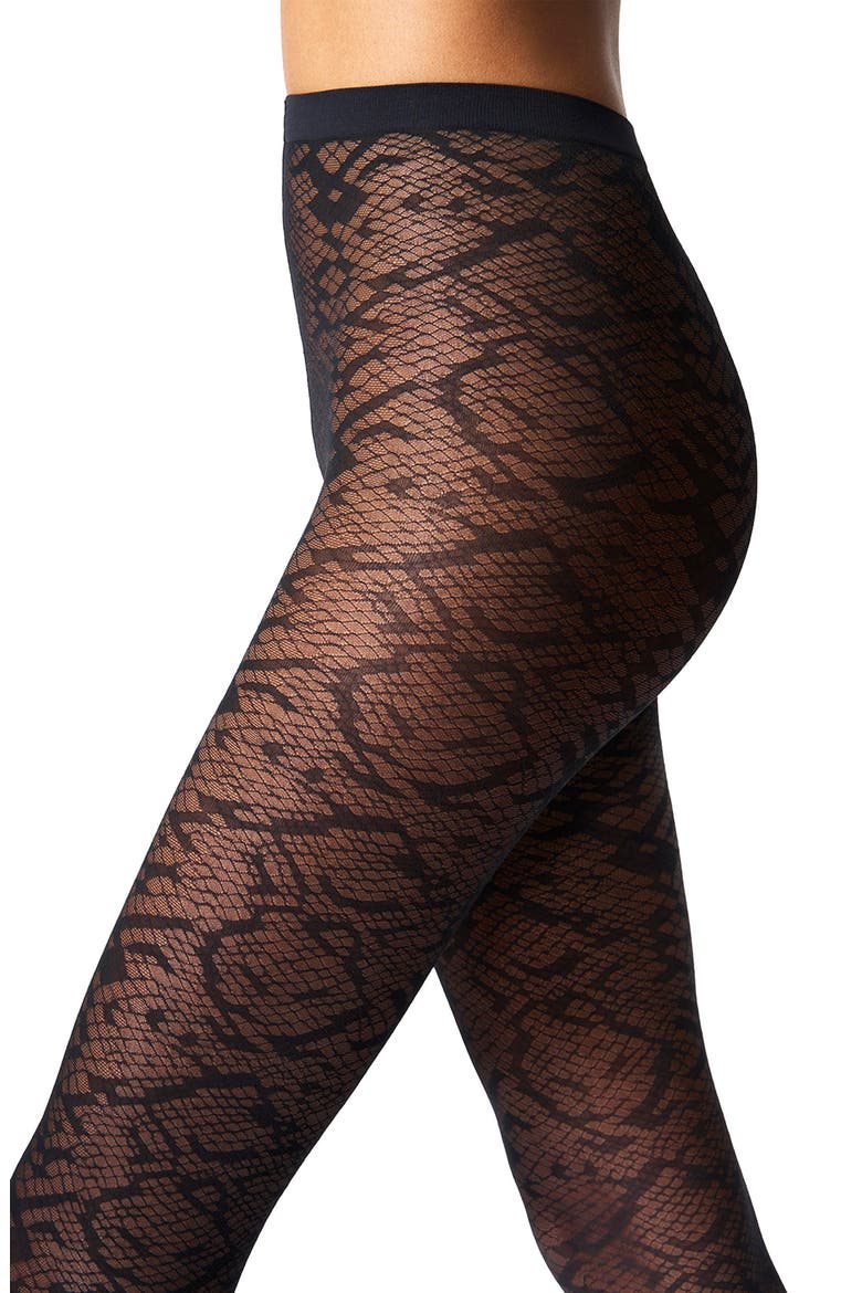 Snakeskin Tights, Alternate, color, BLACK