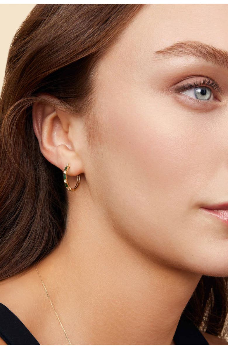 Oradina 14K Gold Crown Jewels Hoops, Alternate, color, Gold - Blue Sapphire