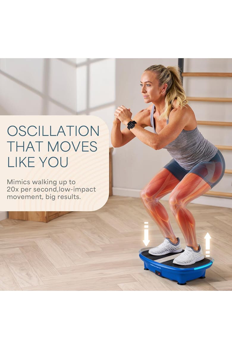 VibranceX Vibration Plate for Exercise 60 Speeds, Remote, LED Lights, Alternate, color, Blue