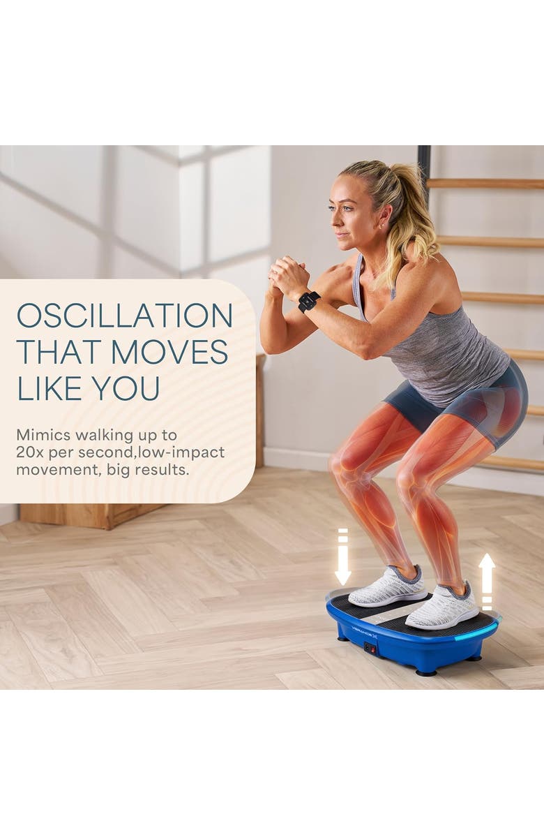 Lifepro Vibration Plate for Lymphatic Drainage Vibrat with LED Indicator Whole Body Vibrating Plate Exercise Machine, Alternate, color, Blue