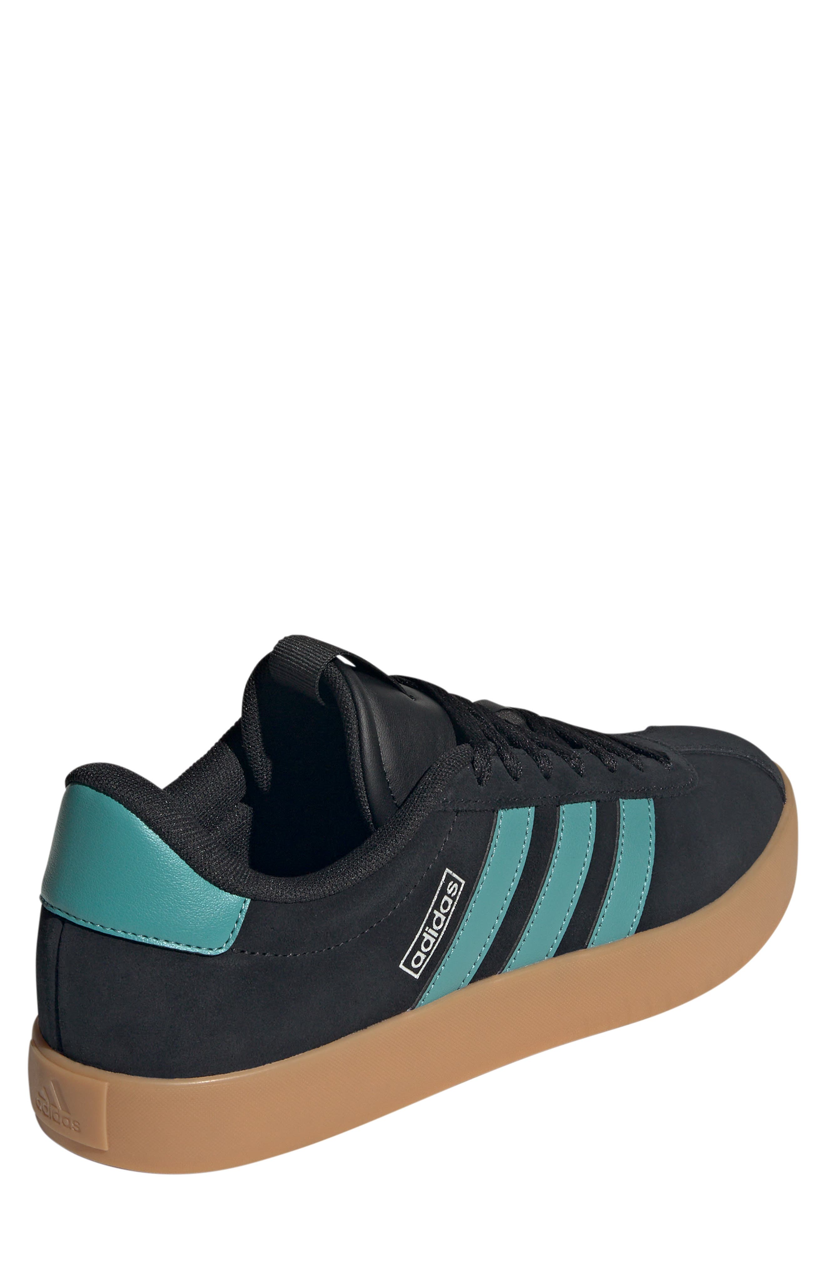 adidas VL Court 3.0 Sneaker, Alternate, color, Black/ Teal/ Silver Metallic