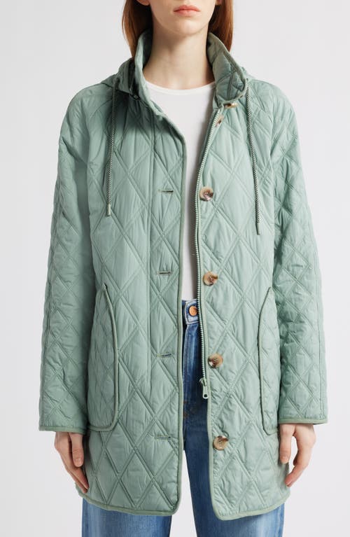Bernardo Diamond Quilted Hooded Liner Jacket In Green
