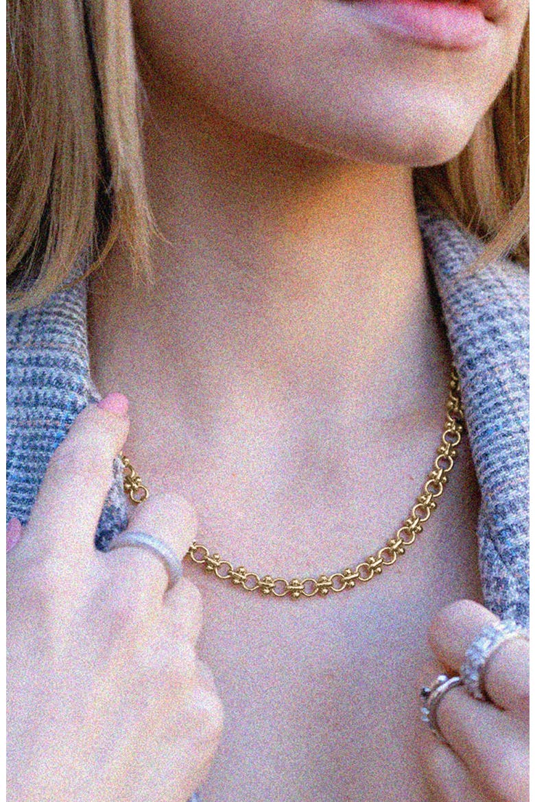 14k Gold Plated Lattice Chain Necklace Gift Idea, Alternate, color, Gold
