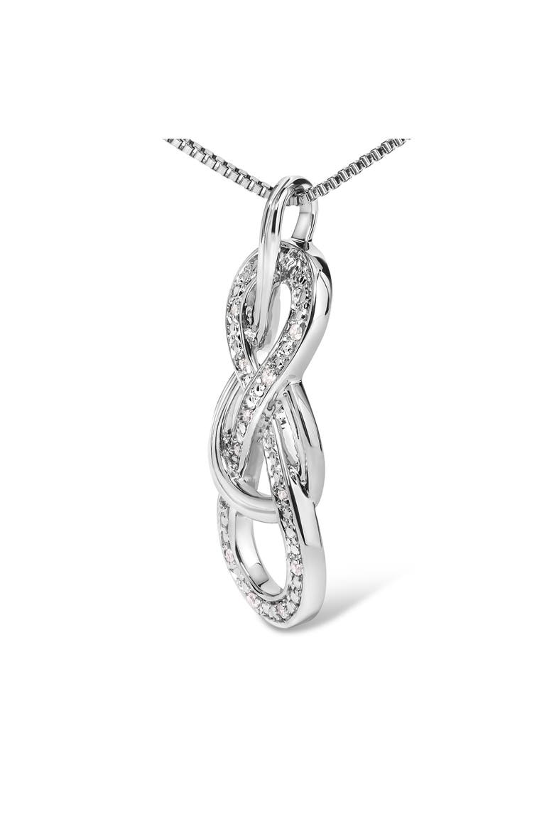 925 Sterling Silver Diamond Accent Interlocking Infinity Pendant Necklace, Alternate, color, Silver